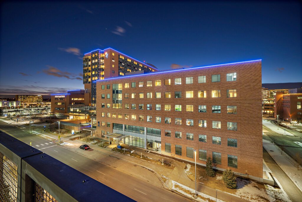 Childrens hospital with blue LED commercial lighting