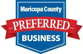 Maricopa County Preferred Business logo with a red banner and blue shield.